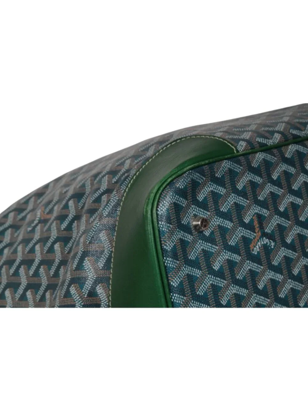 Goyard Beluga GM Top Handle XXL Tote Bag Green Leather Carry Travel On Vtg 2000